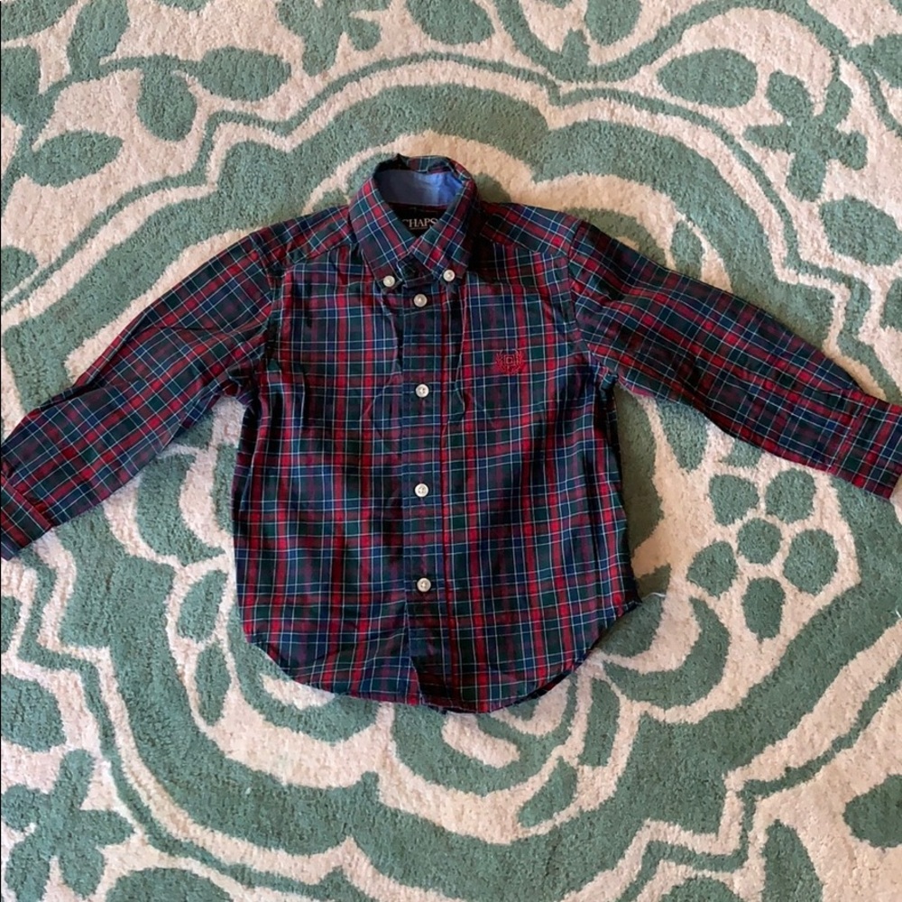 Chaps boys green button down shirt - size 2T